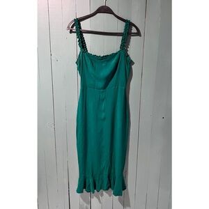 REFORMATION Green Dress with Ruffle Straps